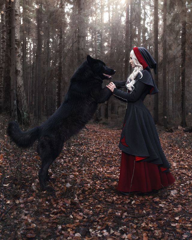 #wolf #fantasy #portrait #magic Lady and the wolf фото превью