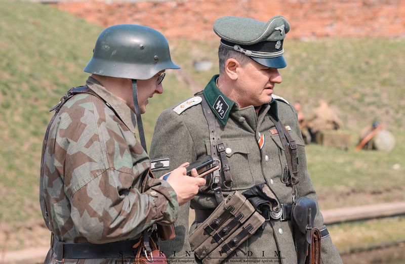 Офицер, 1945, Военно- историческая, реконструкция, Штурм, Кёнигсберг, Форт, 11,  Дёнхофф, Россия, Калининград, Германия, Восточная Пруссия, 18 апреля, 2021, история, празнование, представление, армия, вторая мировая война,одежда, пого «Сверка» фото превью