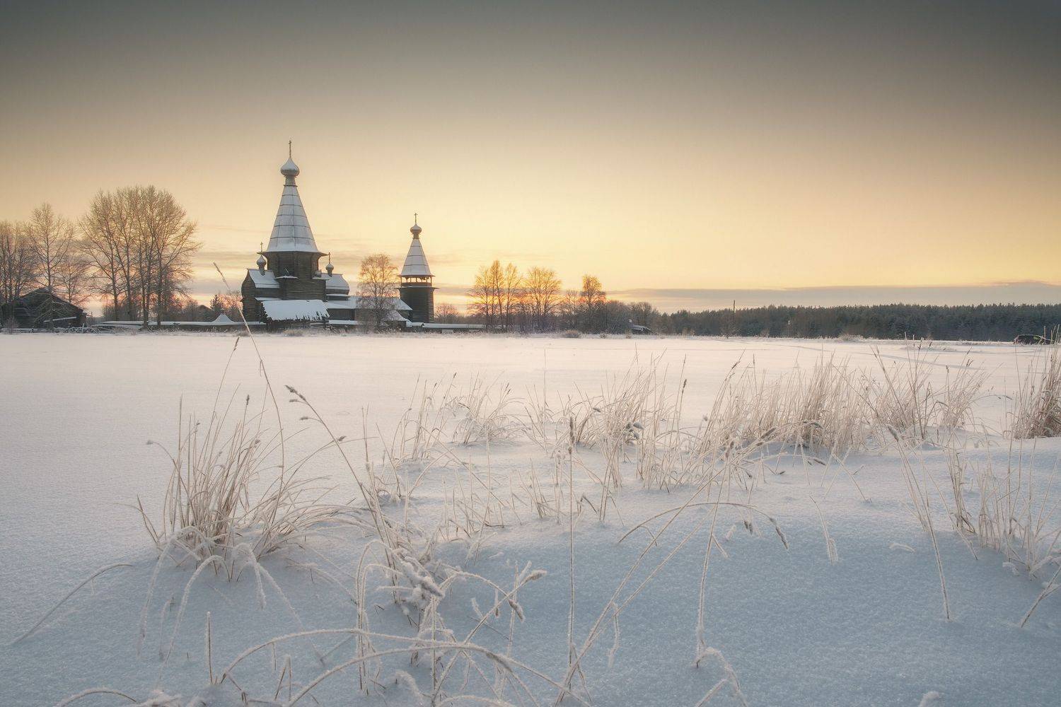 россия, архангельская область, русский север, пейзаж, природа, зима, деревянное зодчество, рассвет, кенозерье, нацпарк, кенозеро, снег, Оборотов Алексей