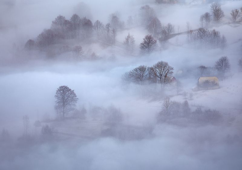 winter, romania, mist, sunset, fog, mountains, viilage, misty, landscape, travel Like a Dream... фото превью