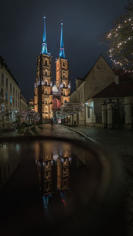 wroclaw, poland, ostrow tumski, night, christmas Ostrów Tumski, Wrocław фото превью