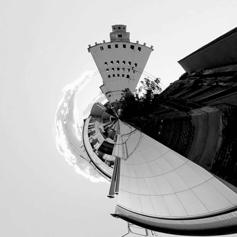 здания, сооружения, абстракция, концепция, ч/б фотография, Small building фото превью