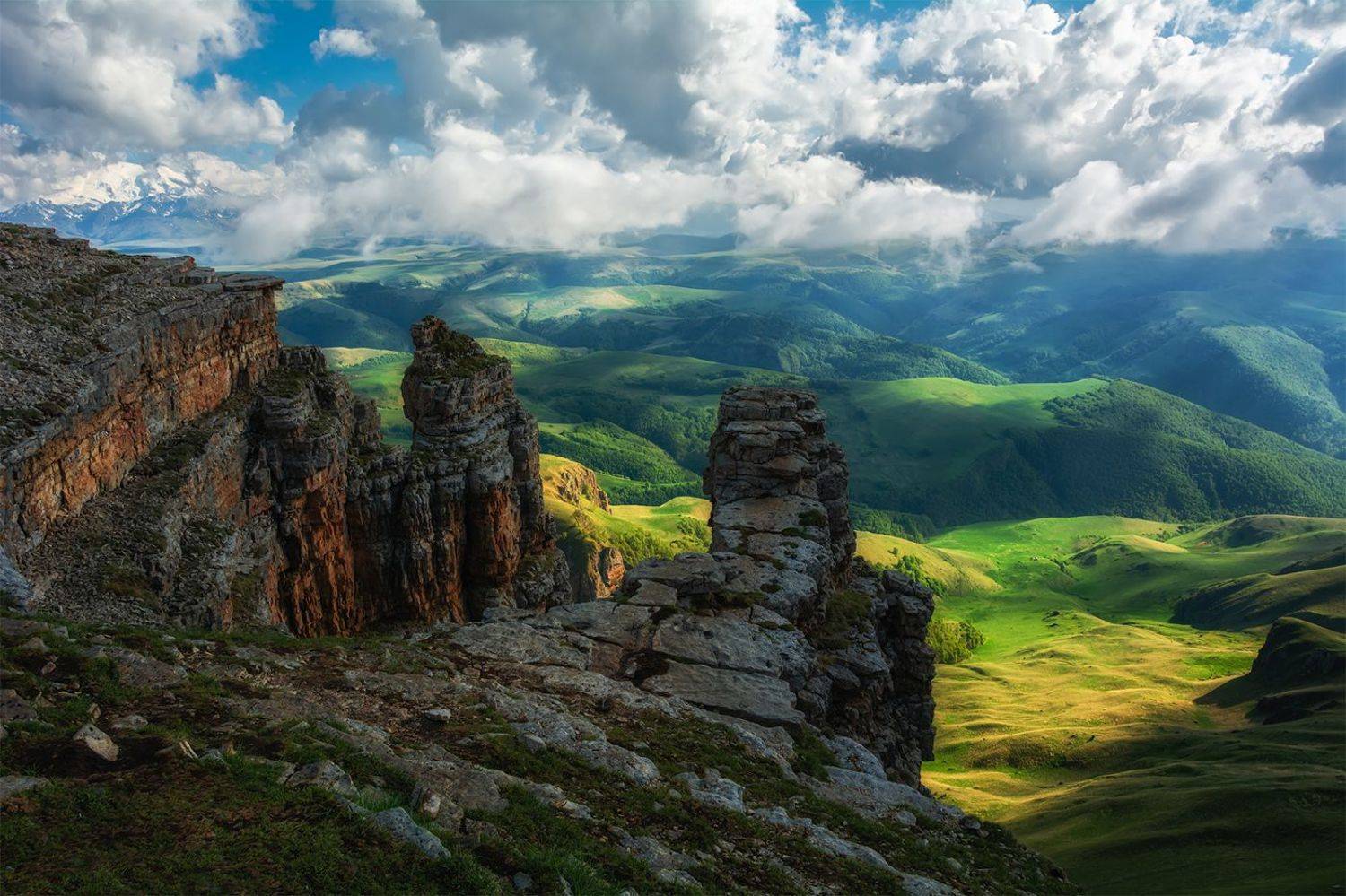 природа, пейзаж, горы, кавказ, природа россии, дикая природа, свет, облака, осень,, Альберт Беляев