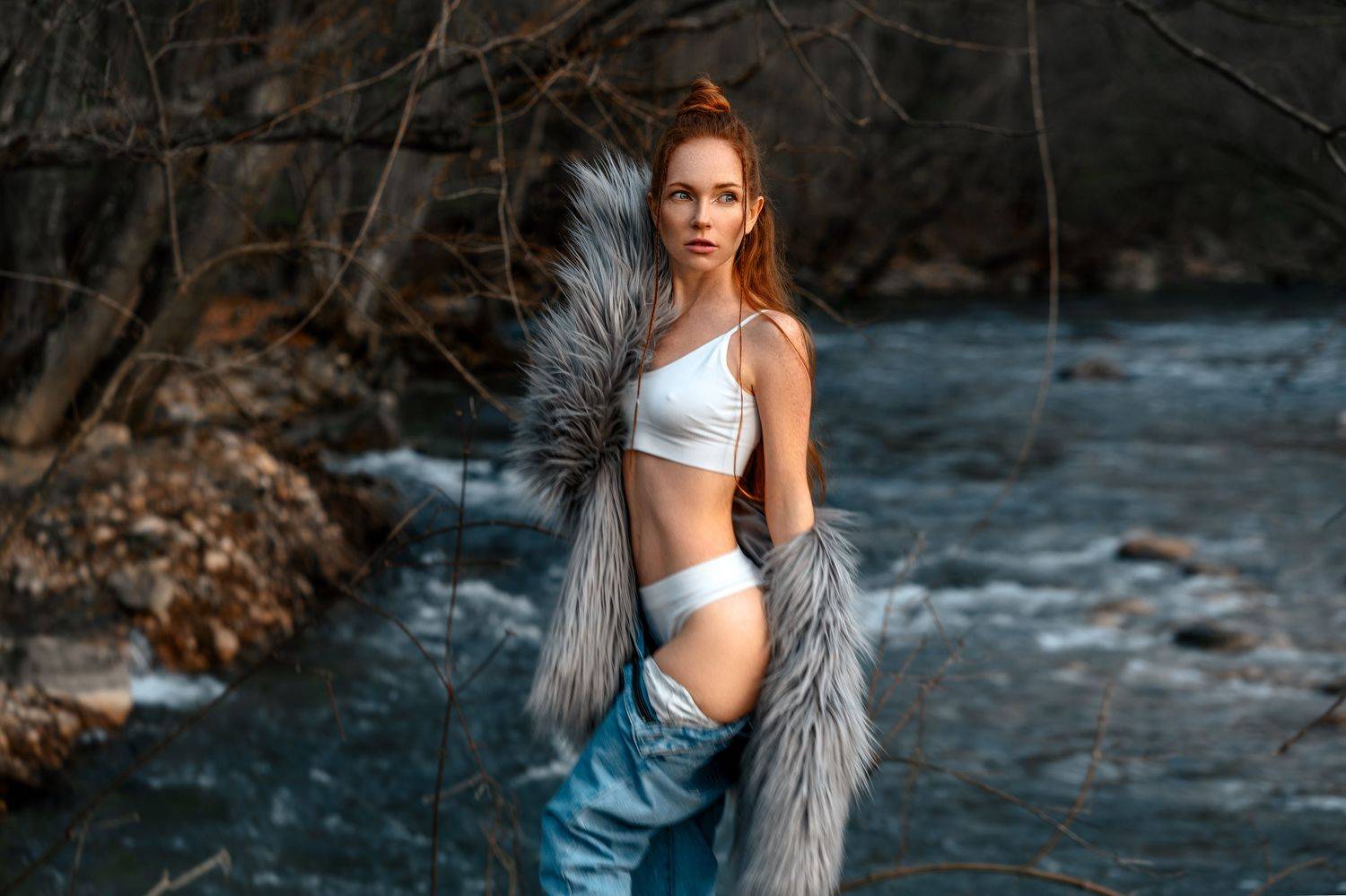 girl, river, january, Николай Новиков