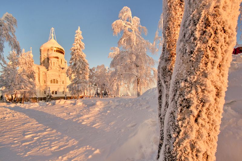 зима, пейзаж, мороз, закат, иней Зима в Белогорье фото превью