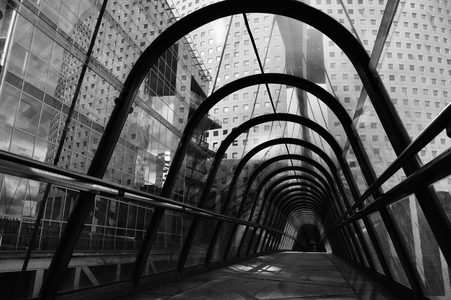 City/Architecture, bridge, city, modern architecture, Japan bridge, Paris, France, pattern, light, black & white, building, lines, arch, windows, glass, metal, , Svetlana Povarova Ree