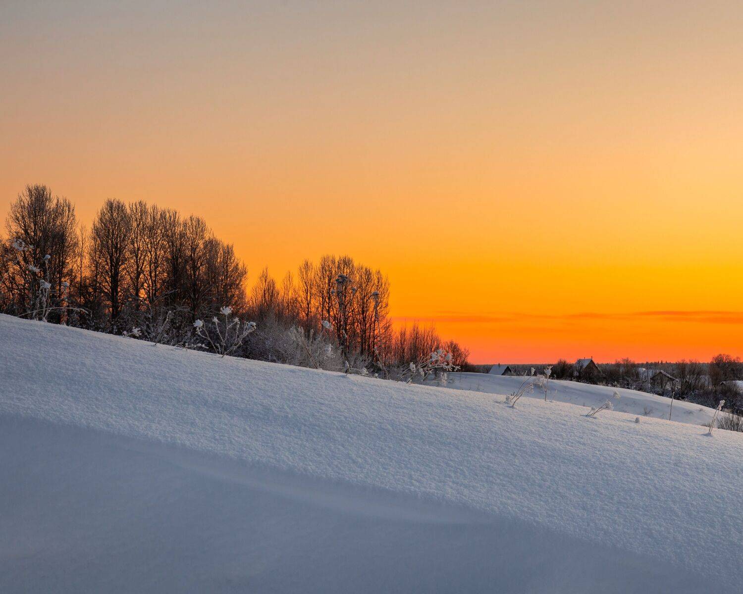 зима, вечер, мороз, холмы, снег, закат, небо, север, природа, пейзаж, яркий, Титов Александр