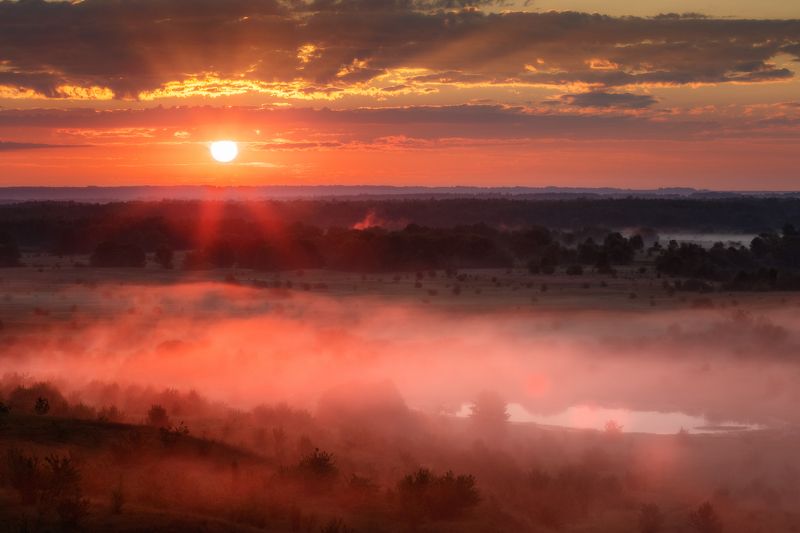 пейзаж, день Красная заря фото превью