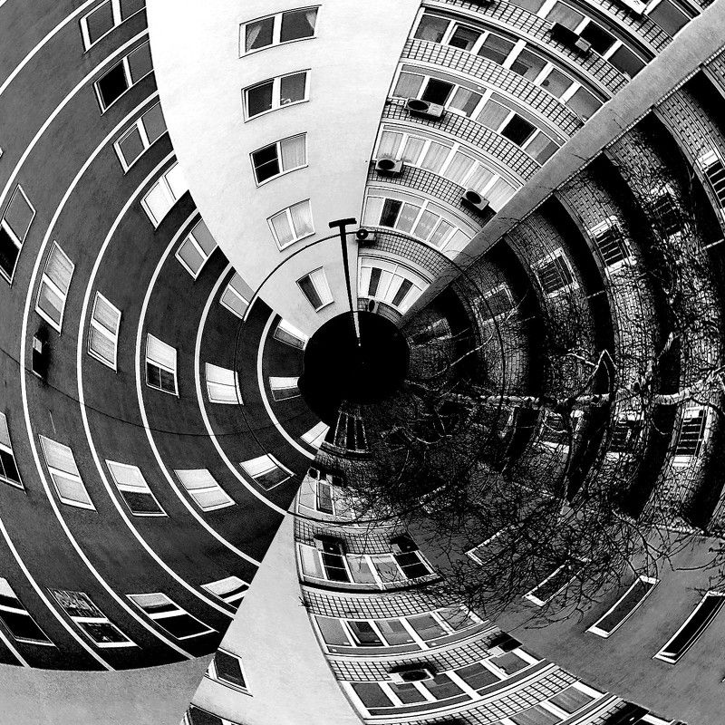 whirled, b&w, ч/б фотография, building, здания, сооружения, абстракция, архитектура  фото превью