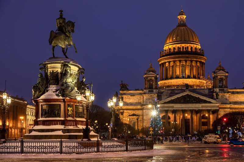 санкт-петербург, вечер, исаакиевский собор, город, питер, спб, новый год Новогодний СПб фото превью