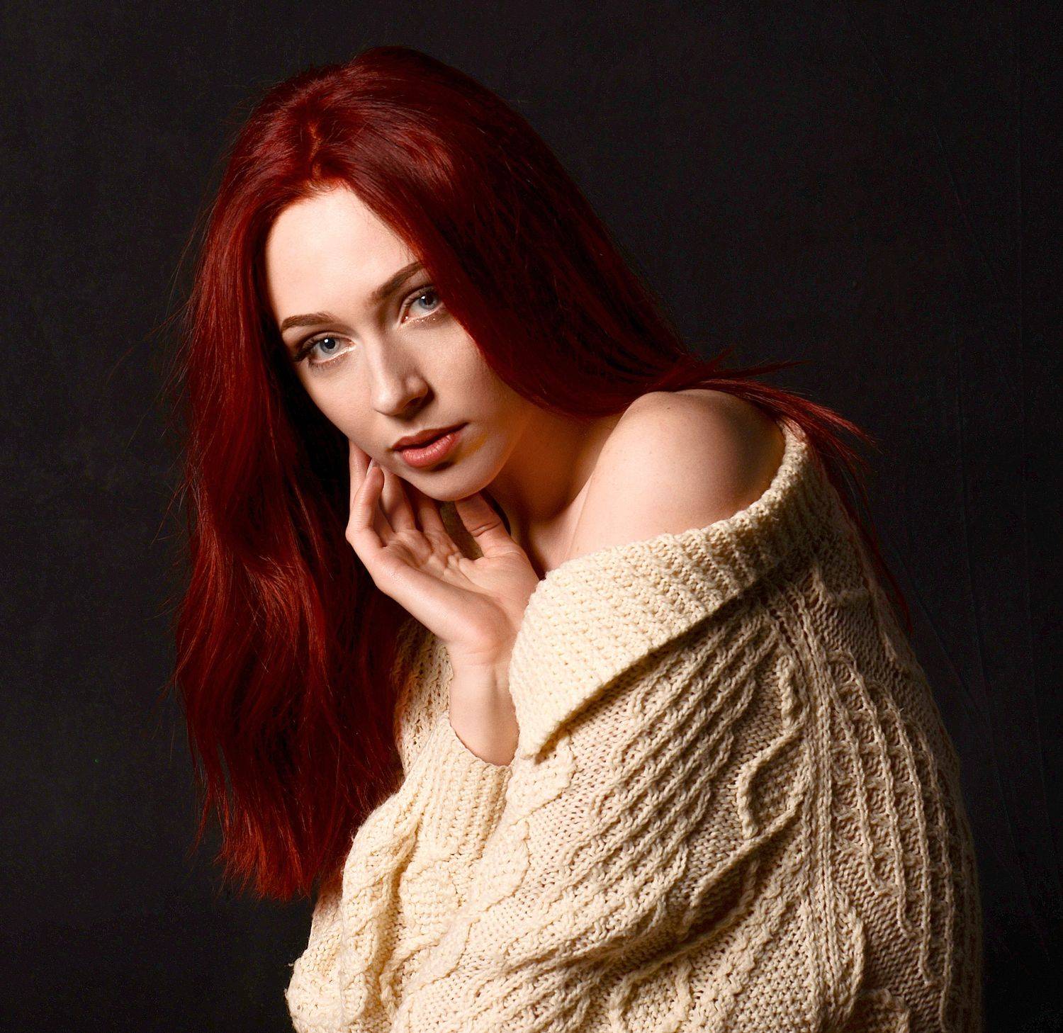 dark, alone, body, lowkey, art, black, redhair, ginger, redhead, Евгений Вознюк