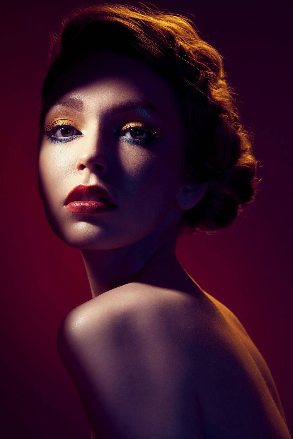 woman, portrait, girl, red, makeup, closeup, fashion, fashionable, cute, attractive, face, Евгений Кириллов