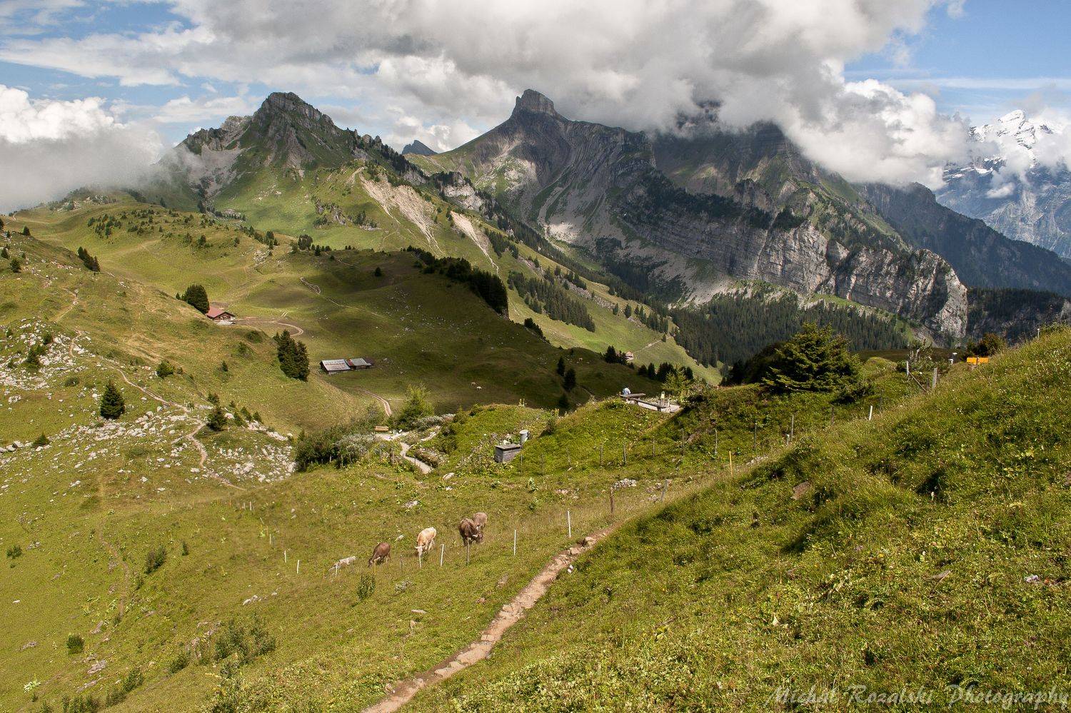 swiss, ,mountains, ,sky, ,clouds, ,green valleys, ,tracks, ,, Michal Rozalski
