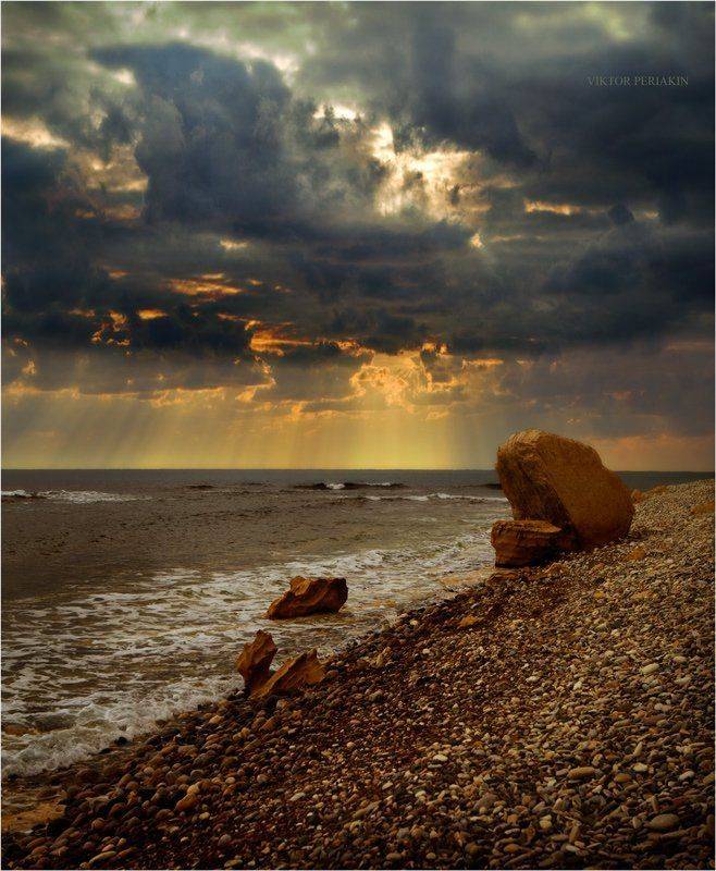 кипр, берег, закат, камни, Виктор Перякин