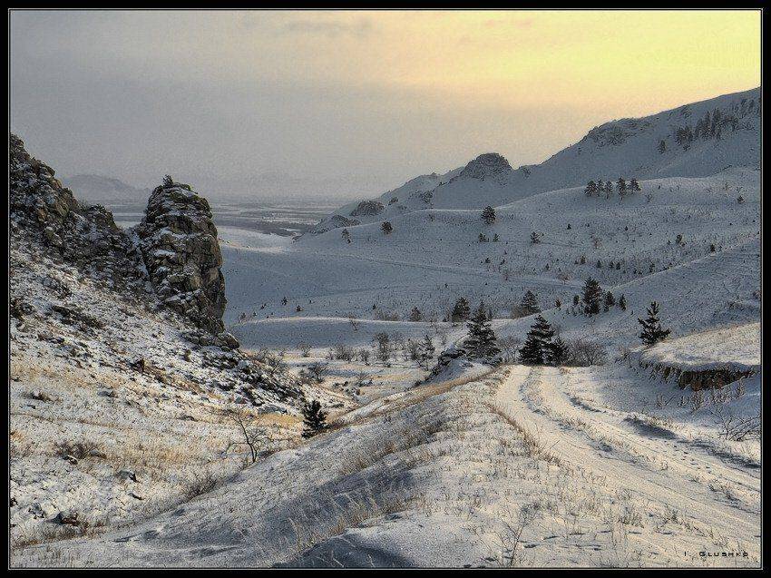 горы, снег, зима, дорога, бурятия, Игорь Глушко