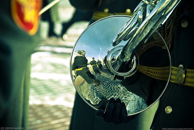 репортаж, оркестр, трубачи, отражение Трубачи фото превью