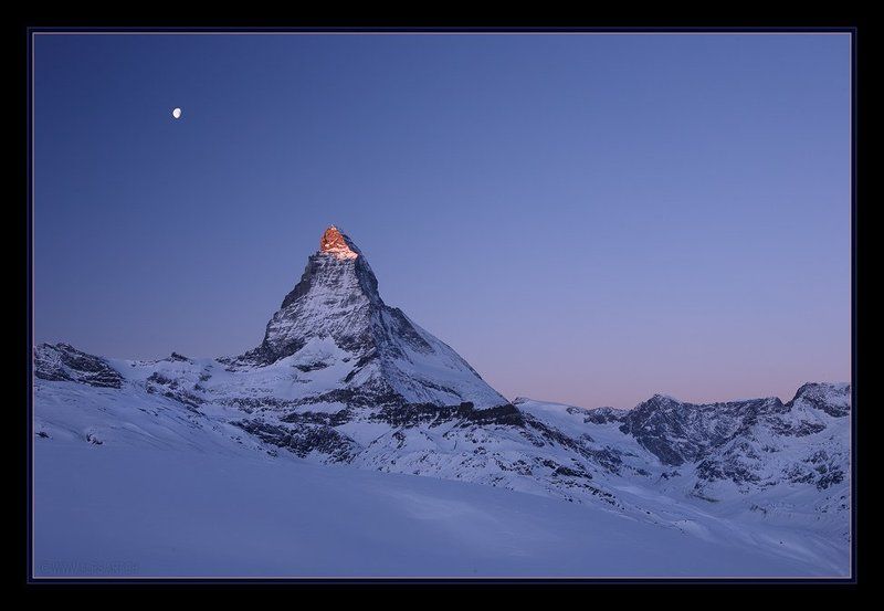 маттерхорн, луна, альпы, зима, рассвет Провожая ночь, встречая утро. фото превью