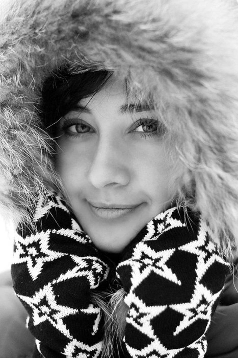 чб, портрет, девушка, зимнее, Екатерина Саморукова