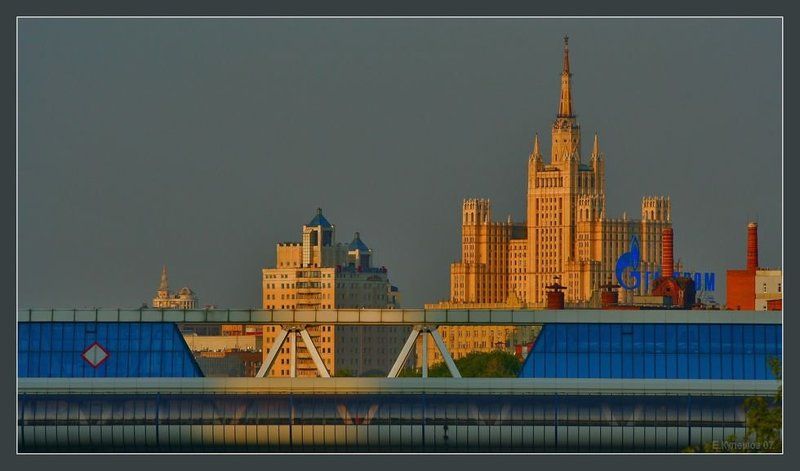 город,высотка,москва,крыши,закат, мост,кулешов, Van Gogh фото превью