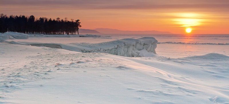 бурятия, байкал, турка, зима, снег, лед, закат * * * фото превью