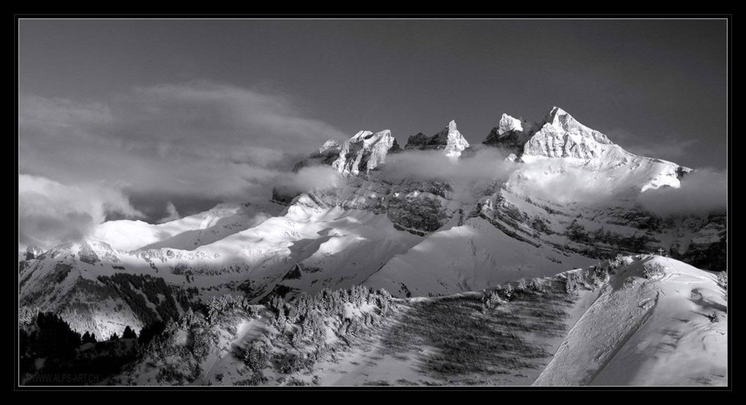 альпы, горы, скалы, зима, свет, мороз, Forest Elf