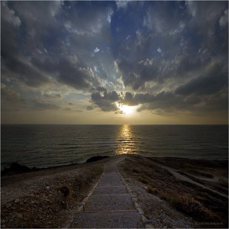 кипр, море, дороги, берег, закат, Виктор Перякин
