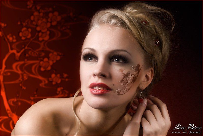 ветка,сакура,образ,девушка,глаза,настроение,мечты Ветка сакуры фото превью