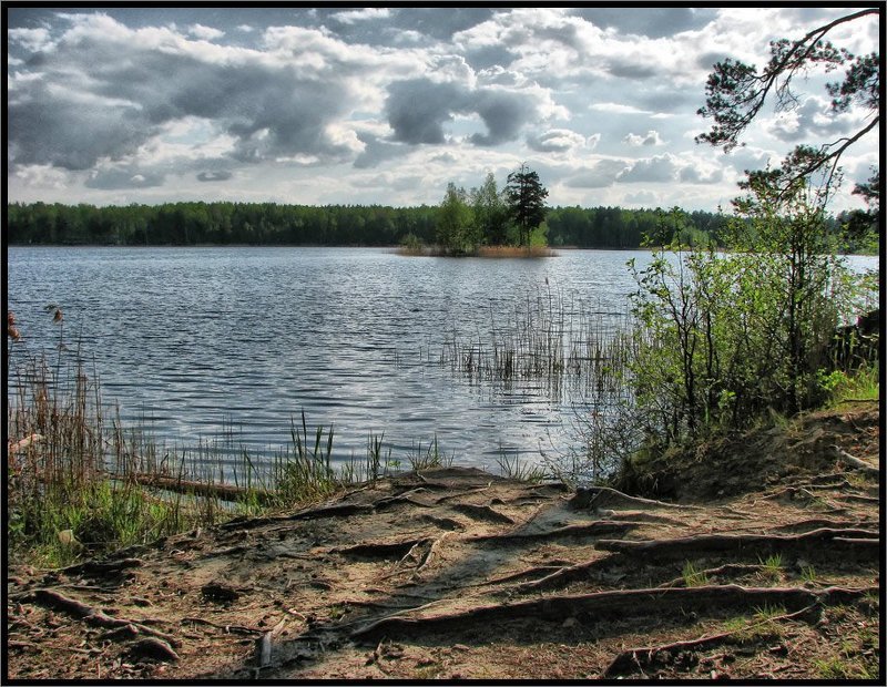 Вечер над озером фото превью