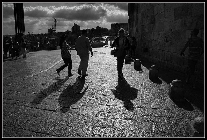 иерусалим, яфские, ворота, камень, мостовая, облака, тени, израиль, город Яфские ворота. фото превью