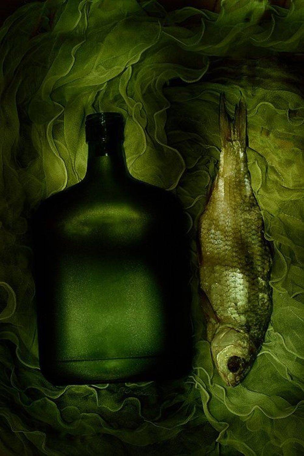 вобла, бутыль, рыба, зеленая, smie