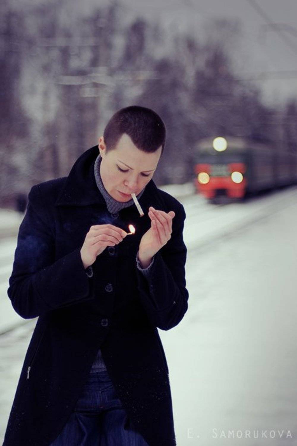 девушка, беломор, поезд, зима, холод, Екатерина Саморукова