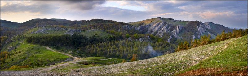 крым, вечер, демерджи, горы, пейзаж Вечерняя панорама с Демерджи.. фото превью
