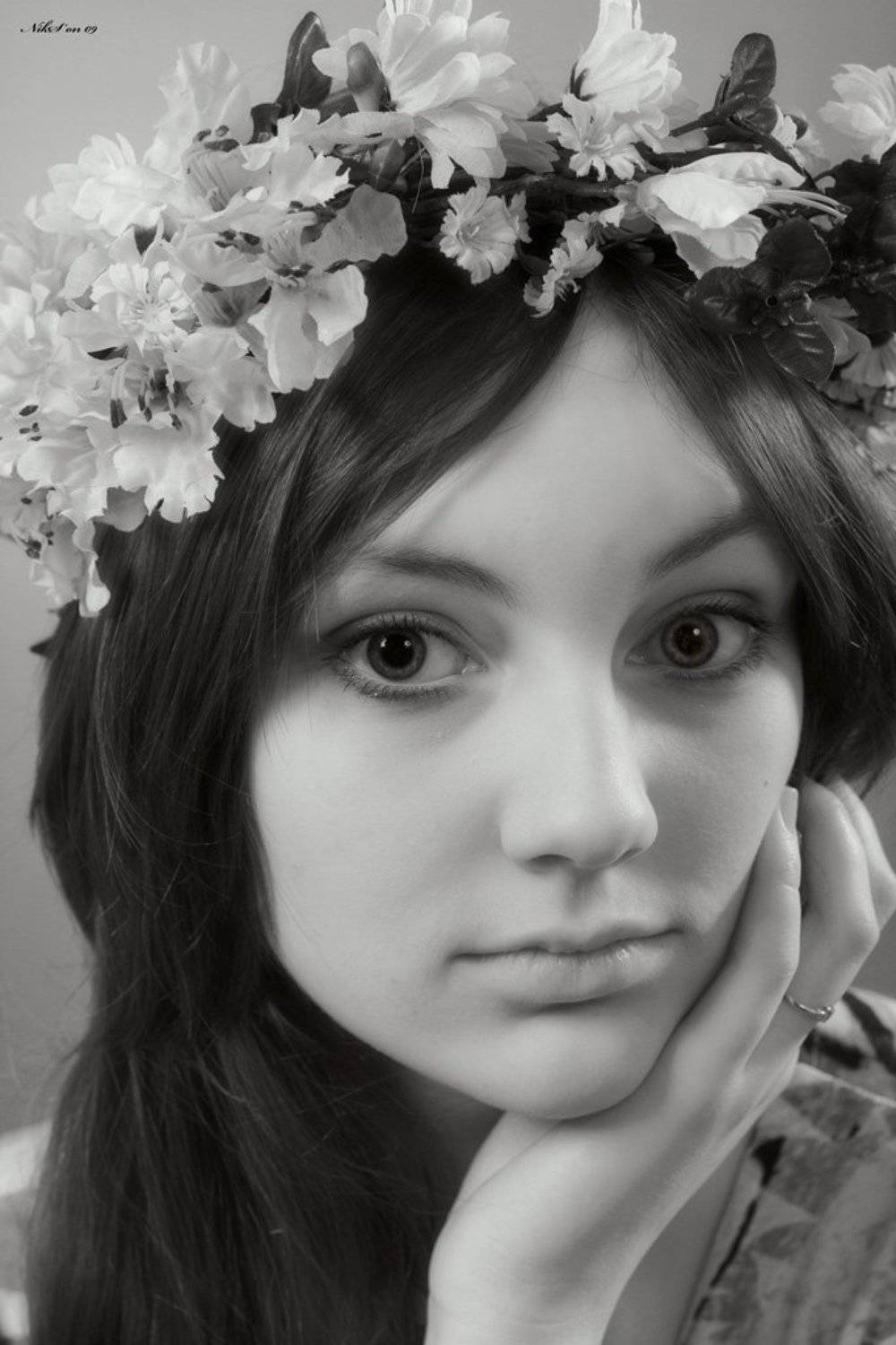 девушка, венок, глаза, Sergeev N.