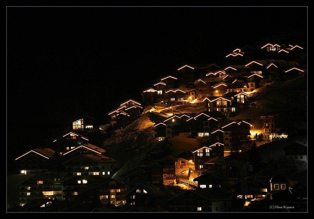 швейцария, цермат, ночь, крыши, Иван Жданов