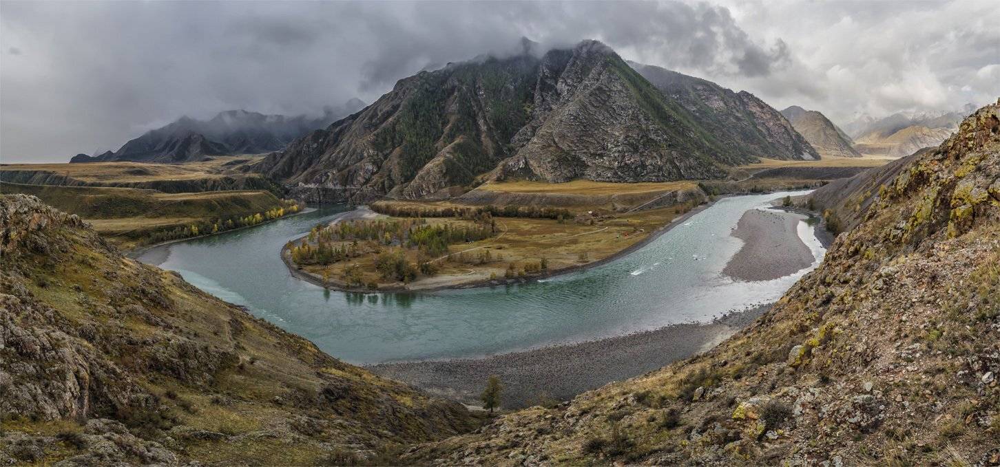 Алтай, Берег, Горный алтай, Горы, Катунь, Небо, Осень, Панорама, Пейзаж, Природа, Путешествие, Река, Туризм, Альберт Беляев