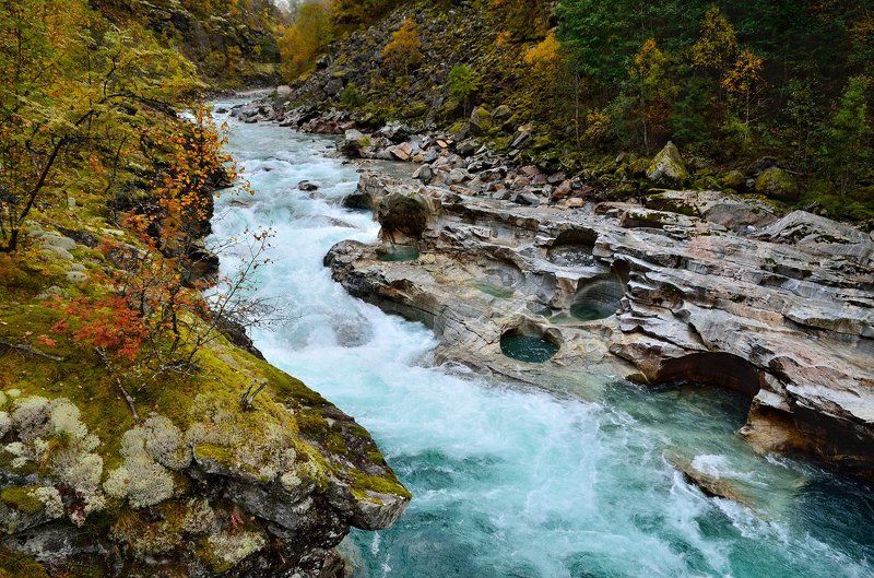 норвегия, река, jostedøla Каменные колодцы реки Jostedøla фото превью