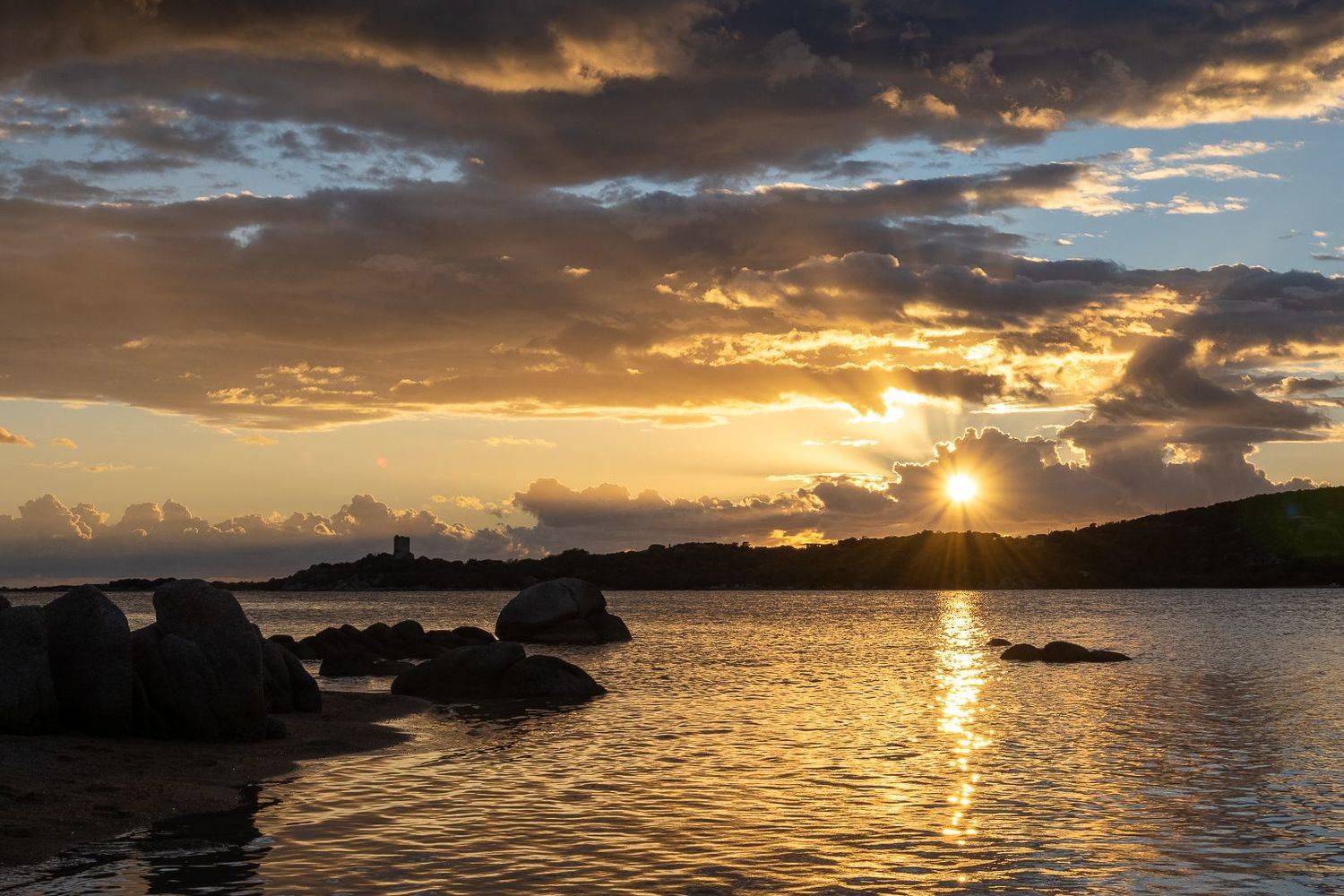 sunset; landscape; sea; corsica; france; south corse; seascape tranquility, Sib&eacute;