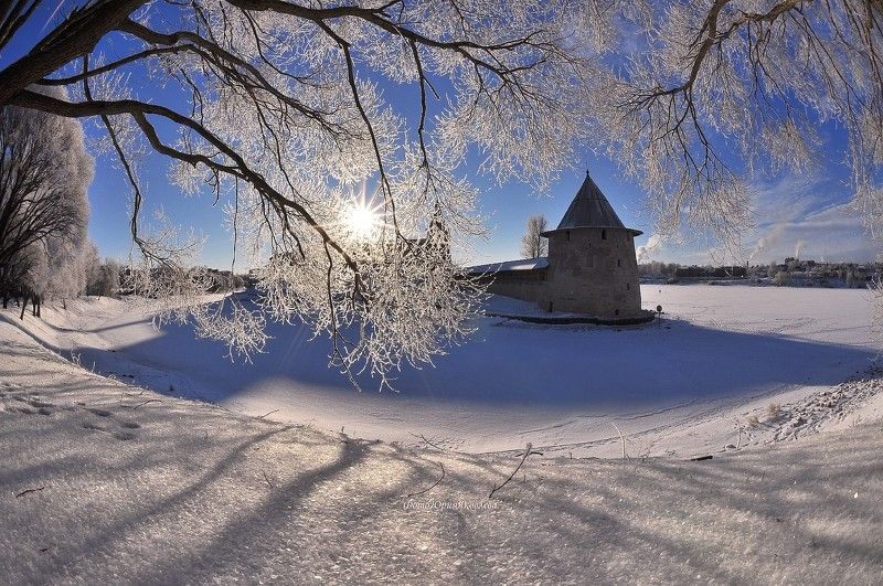 пейзаж, зима, псков, снег, город, собор,иней,солнце,мороз А может быть мне этот день зимний снился........!? фото превью