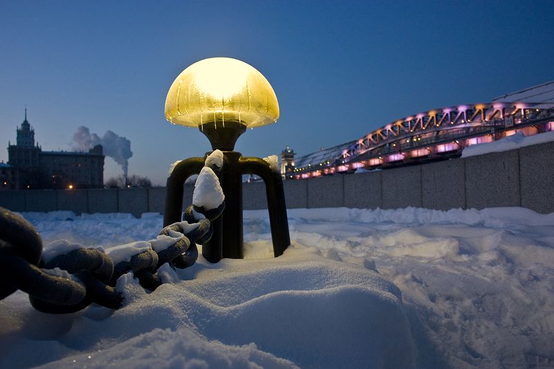 город, архитектура, москва, зима, вечер Фонарик фото превью