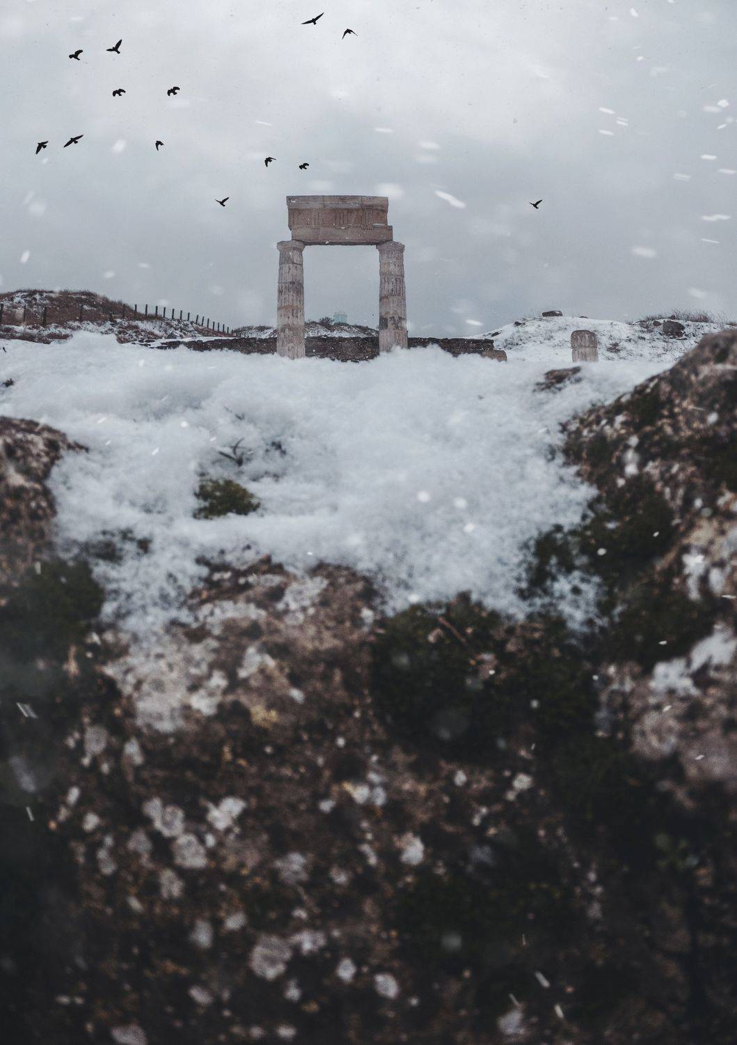 зима, снег, архитектура, древность, античность, гора митридат, городище, пантикапей, пританей, боспорское царство, керчь, крым, россия, анатолий щербак, Анатолий Щербак