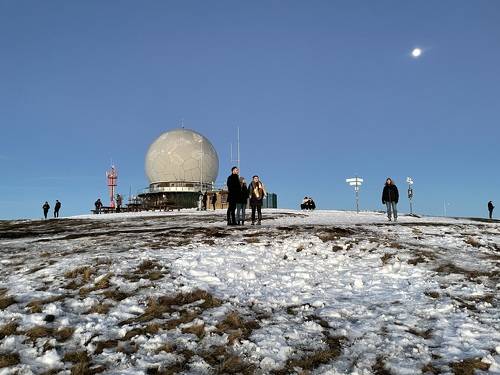 observatory on top of winter mountain Rhoen Rhön Hesse Germany