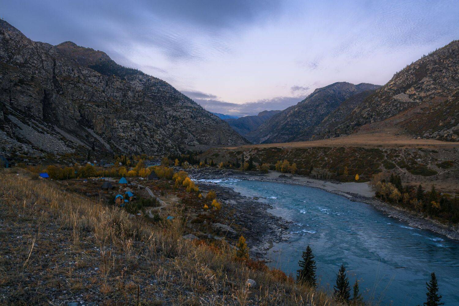 россия, горный алтай, река катунь, осень, вечер, Андрей Поляков