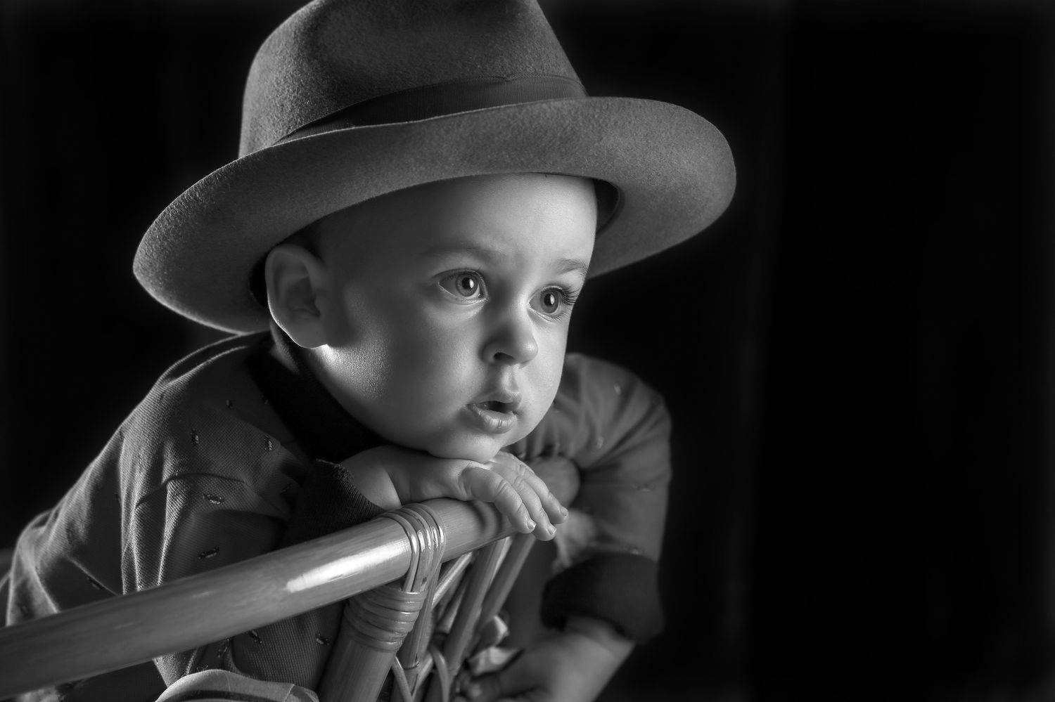портрет, дети, чёрно-белый, студия, мальчик, шляпа, Александр Игнатьев