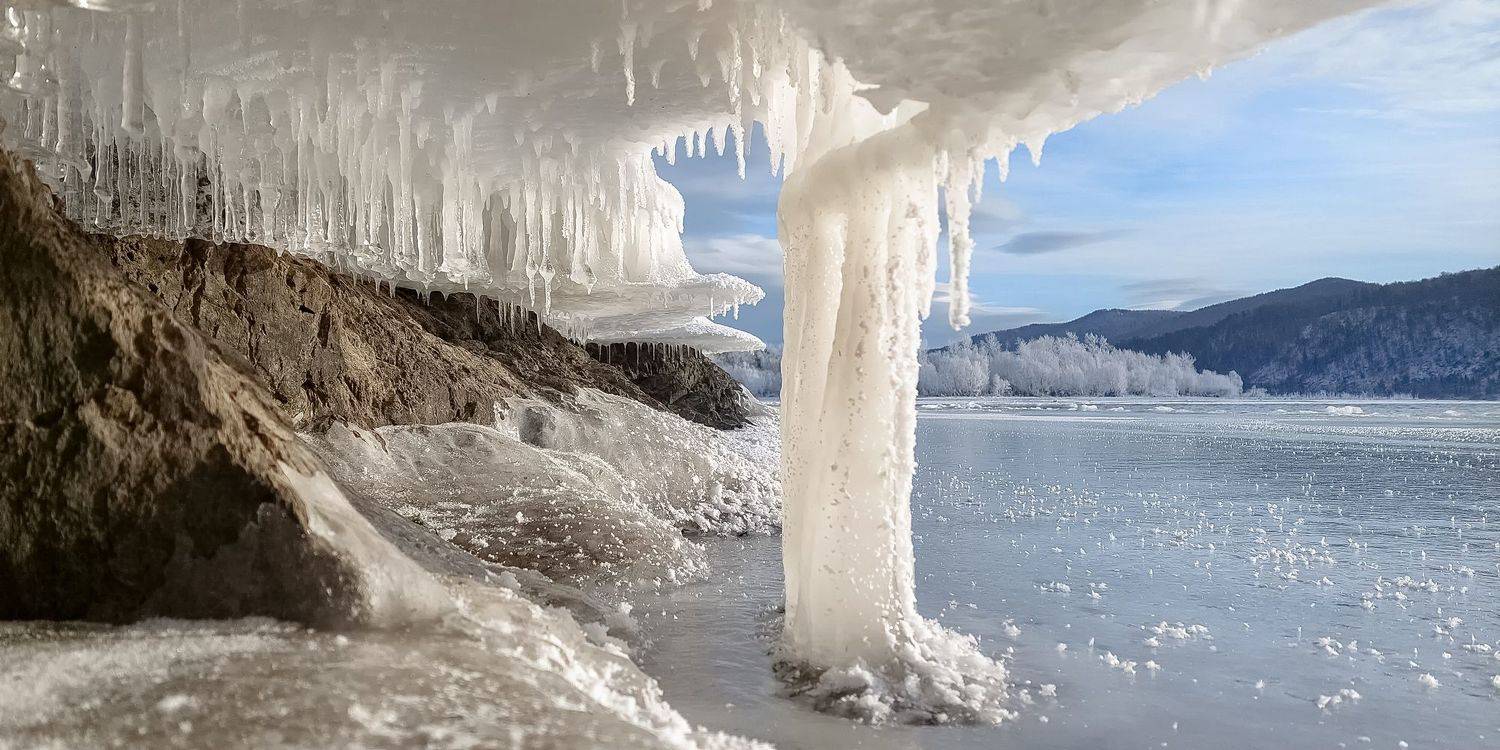 лед, мороз, берег, сибирь, мобильное фото, Марина Фомина