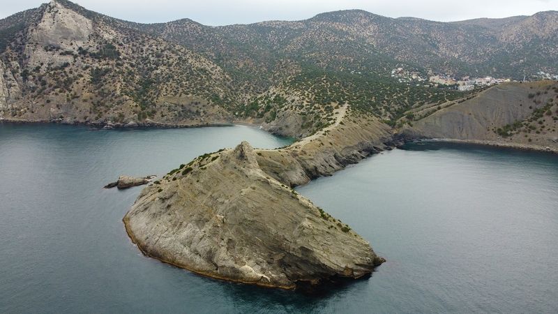 sea, horizon, coast, morning, mountain, rock, landscape, nature, cape Kapchik фото превью