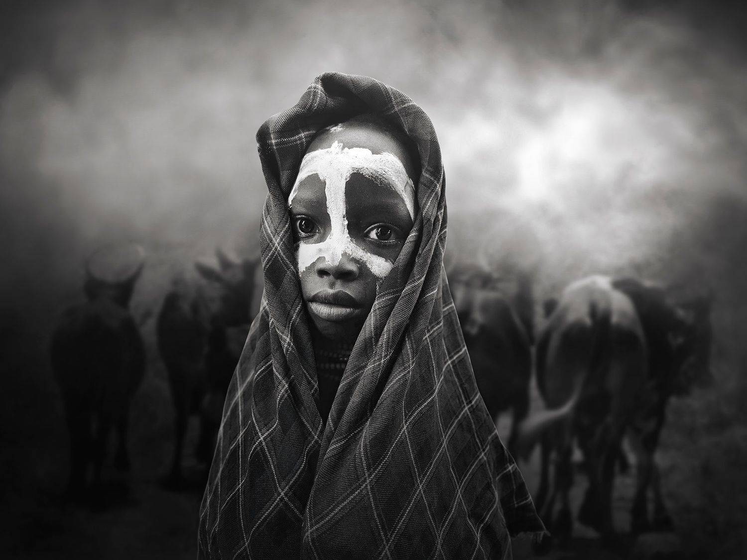 documentary,face,child,people,kid,boy,children,ethiopia,kids,tribe,childhood,africa,tribal,ethnic,documentary portrait,bw,black and white,face painting,painted,face paint,tribal,ethinc,native,indigenous,robe,veil, Svetlin Yosifov