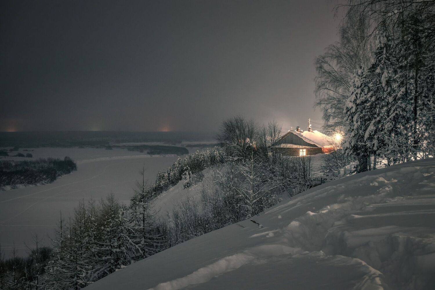 зима, январь, колва, река, чердынь, снег, мороз, ночь, деревья, холод, пермь, Чиж Андрей
