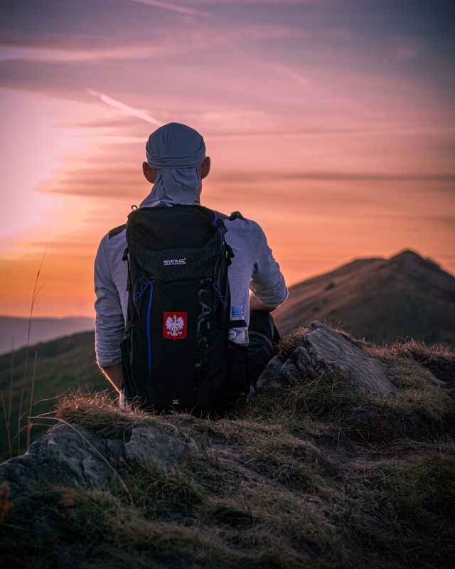 bieszczady, połonina, wetlińska, pasture, wetlina, smerek, cisna, ustrzyki, wołosate, caryńska, poland, fiends, mountains, podkarpacie, podkarpackie, tourism, trekking, hiking, green, grass, autumn, brown, gold, sky, blue, cottage, pooh, trail, panorama,  Sunset in the Bieszczady Mountains фото превью