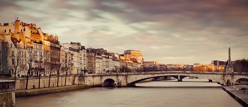 Architecture, Citybuilding, Flood, Paris, Seine, Waterwinter Winter sunset. Paris фото превью