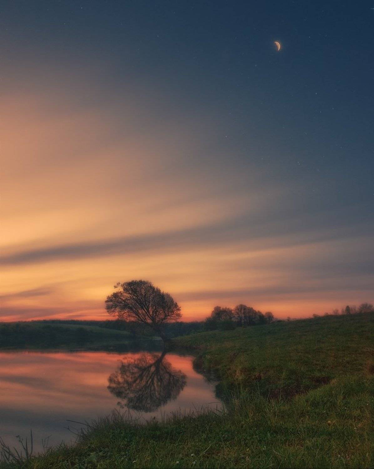 рассвет, луна, Владимир